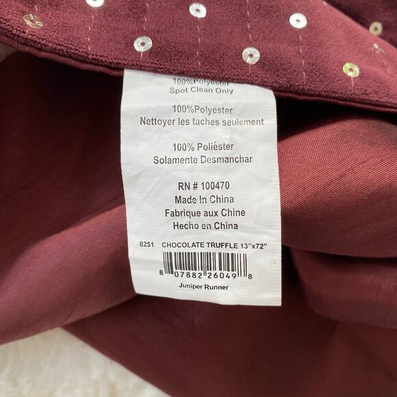 Marlo Lorenz Signature Table Runner Burgundy Silver Sequin Embroidered 13" x 72" - Picture 5 of 6